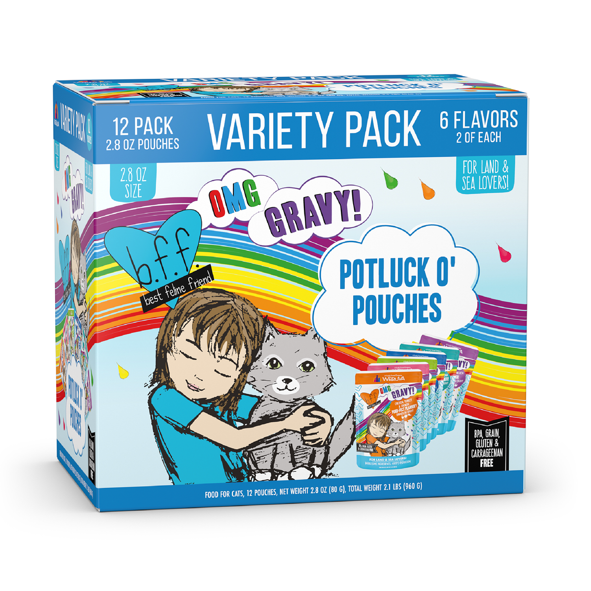 Weruva BFF OMG Gravy Potluck O' Pouches Variety Pack Wet Cat Food by Weruva