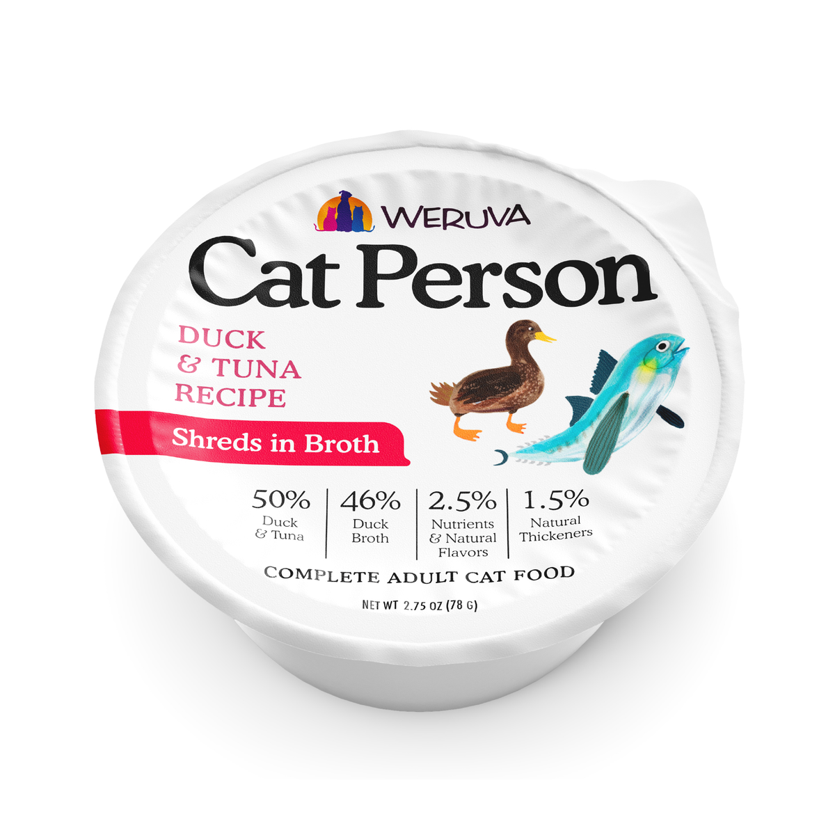 Cat Person Duck & Tuna Shreds in Broth Wet Cat Food Cups by Cat Person