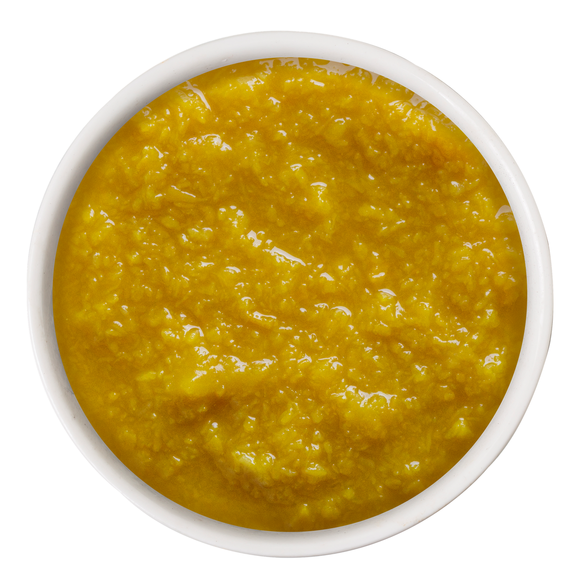 A white bowl filled with Weruva Puréed Pumpkin Supplement for digestive support.