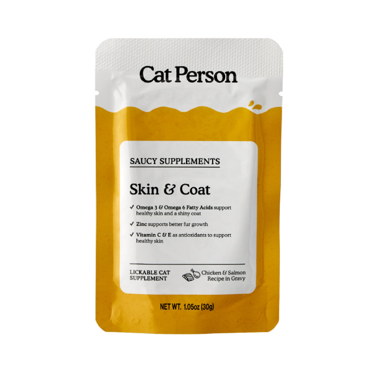 Cat Person Chicken & Salmon Skin & Coat Support Saucy Supplement by Cat Person