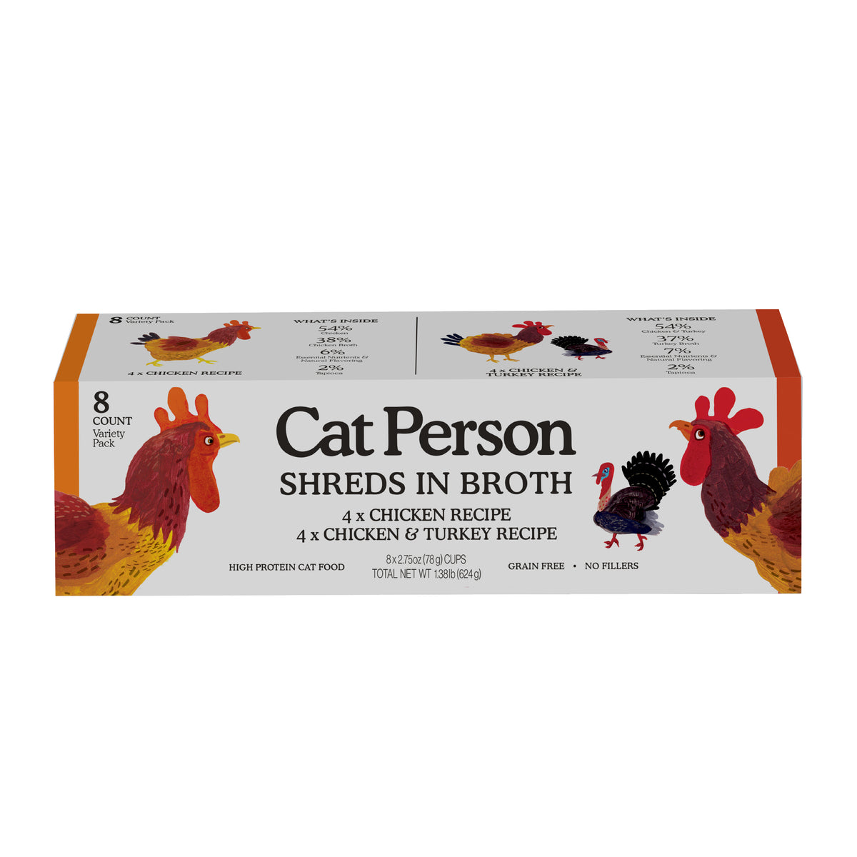 Cat Person Chicken & Turkey Shreds In Broth Wet Variety Pack by Cat Person
