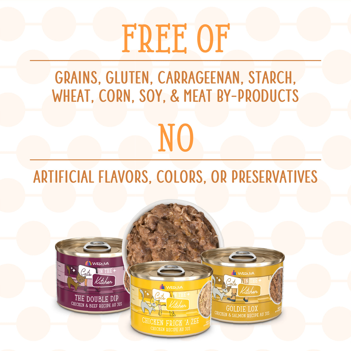 Cats in the Kitchen's Goldie Lox & The Three Fares offers low carb cat food cans, ideal for pet owners looking for nutritious choices for their cats.