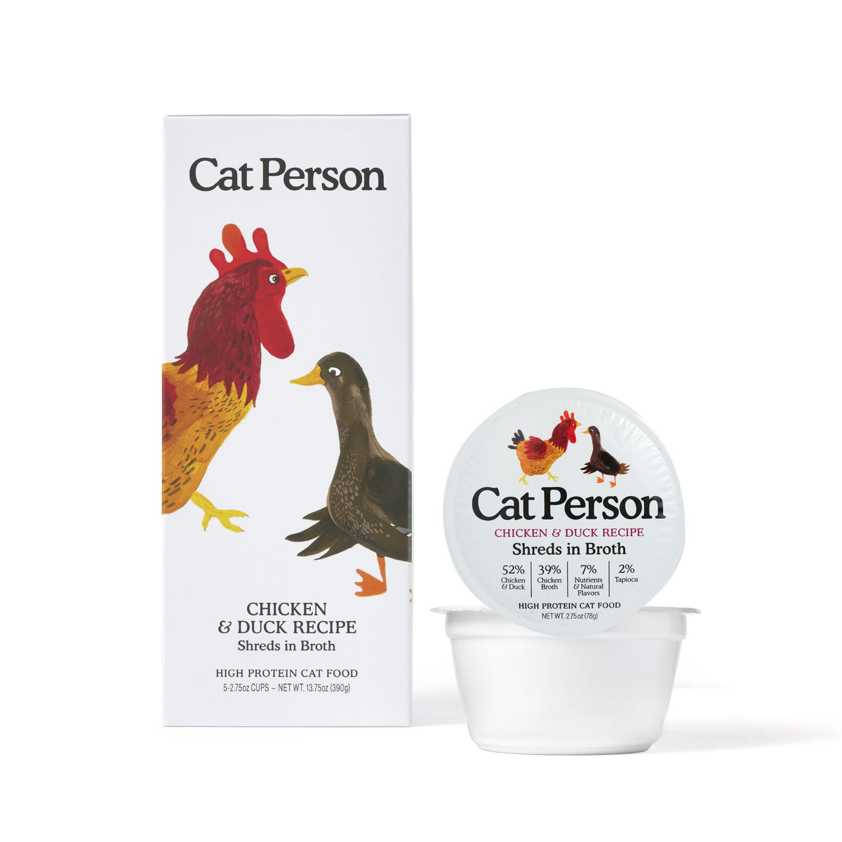Cat Person Chicken & Duck Shreds in Broth Wet Cat Food Cups by Cat Person