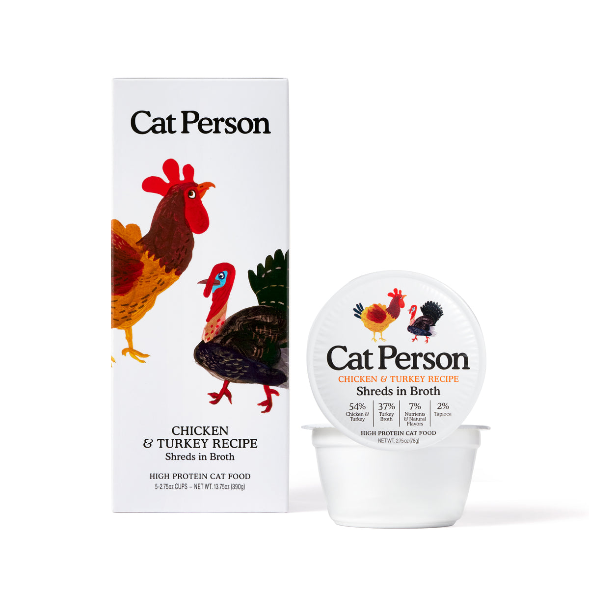 Cat Person Chicken & Turkey Shreds In Broth Wet Cat Food Cups by Cat Person