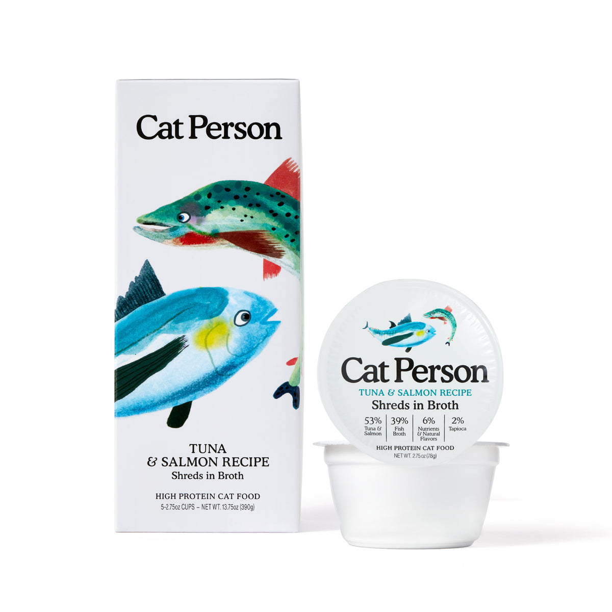 Cat Person Tuna & Salmon Shreds In Broth Wet Cat Food Cups by Cat Person
