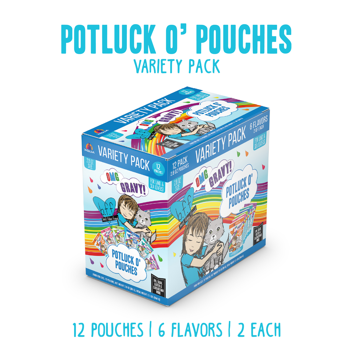 Weruva BFF OMG Gravy Potluck O' Pouches Variety Pack Wet Cat Food Weruva BFF OMG Gravy Potluck O' Pouches Variety Pack Wet Cat Food