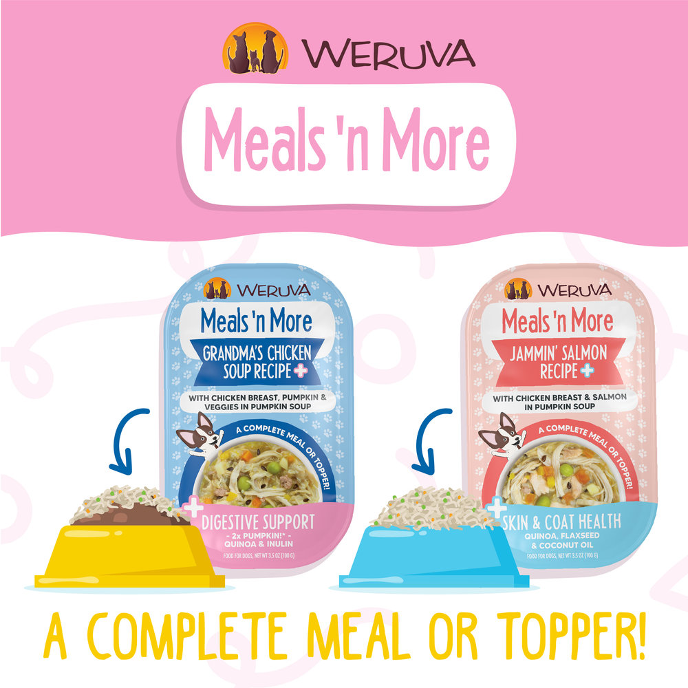 Weruva Bed and Breakfast Recipe Plus features real white meat chicken, making it perfect for a wholesome, easy-to-digest dog meal.