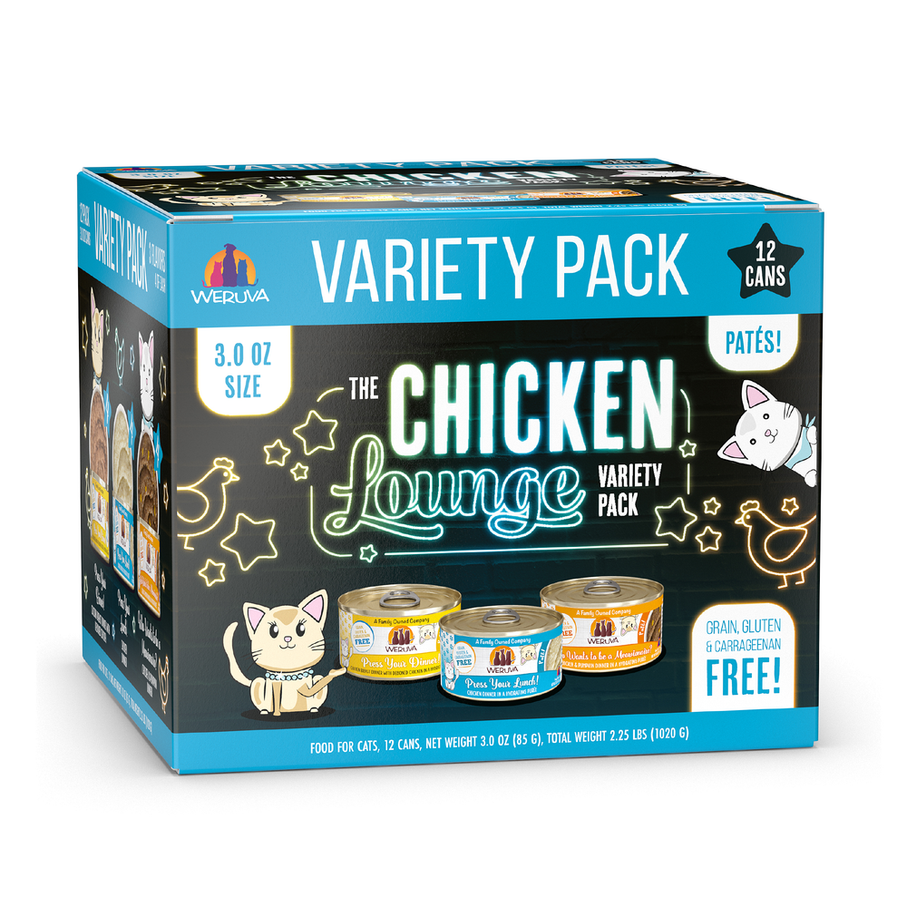5952-810028245945 Weruva Cat Pate The Chicken Lounge Variety Pack 3oz