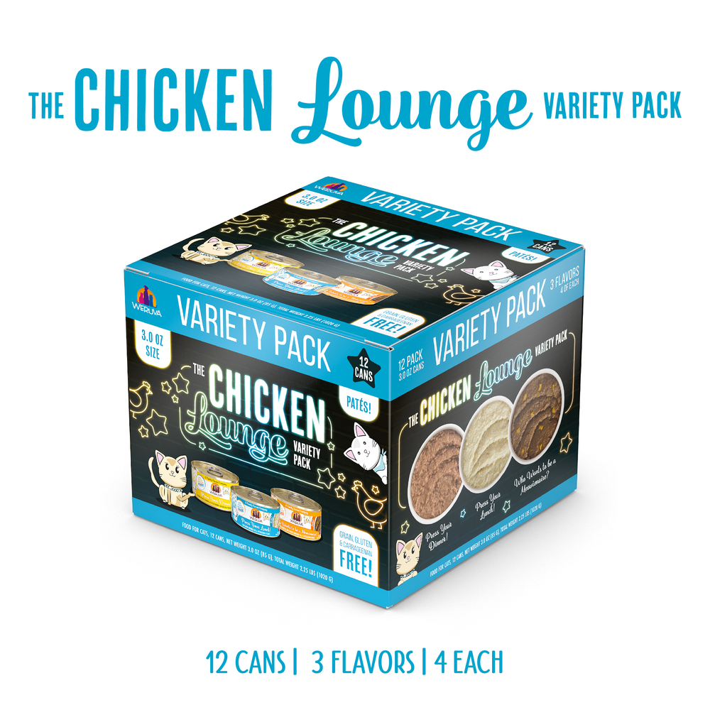 5952-810028245945 Weruva Cat Pate The Chicken Lounge Variety Pack 3oz
