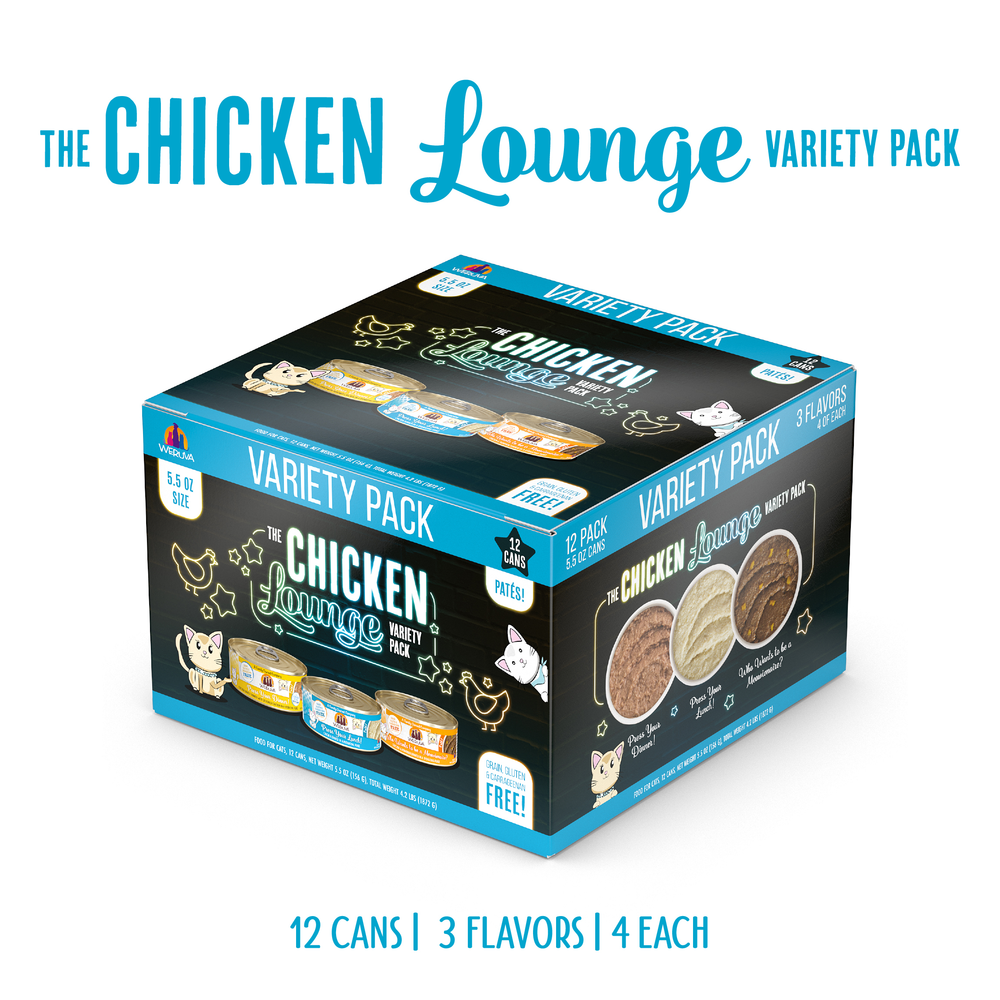 5976-810028245969 Weruva Cat Pate The Chicken Lounge Variety Pack 5.5oz