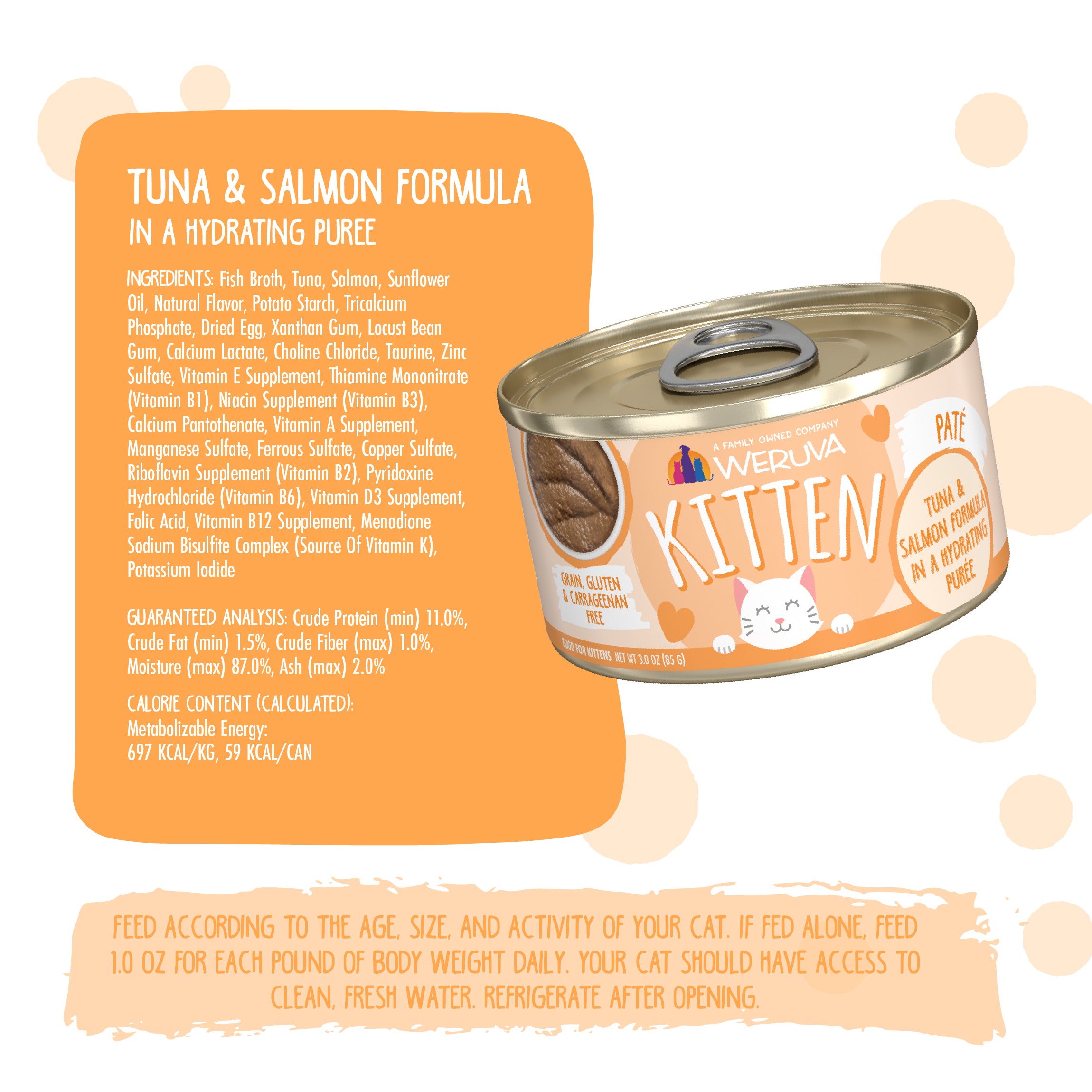 Weruva Kitten Tuna Salmon Formula in A Hydrating Puree 3oz. Case of 12