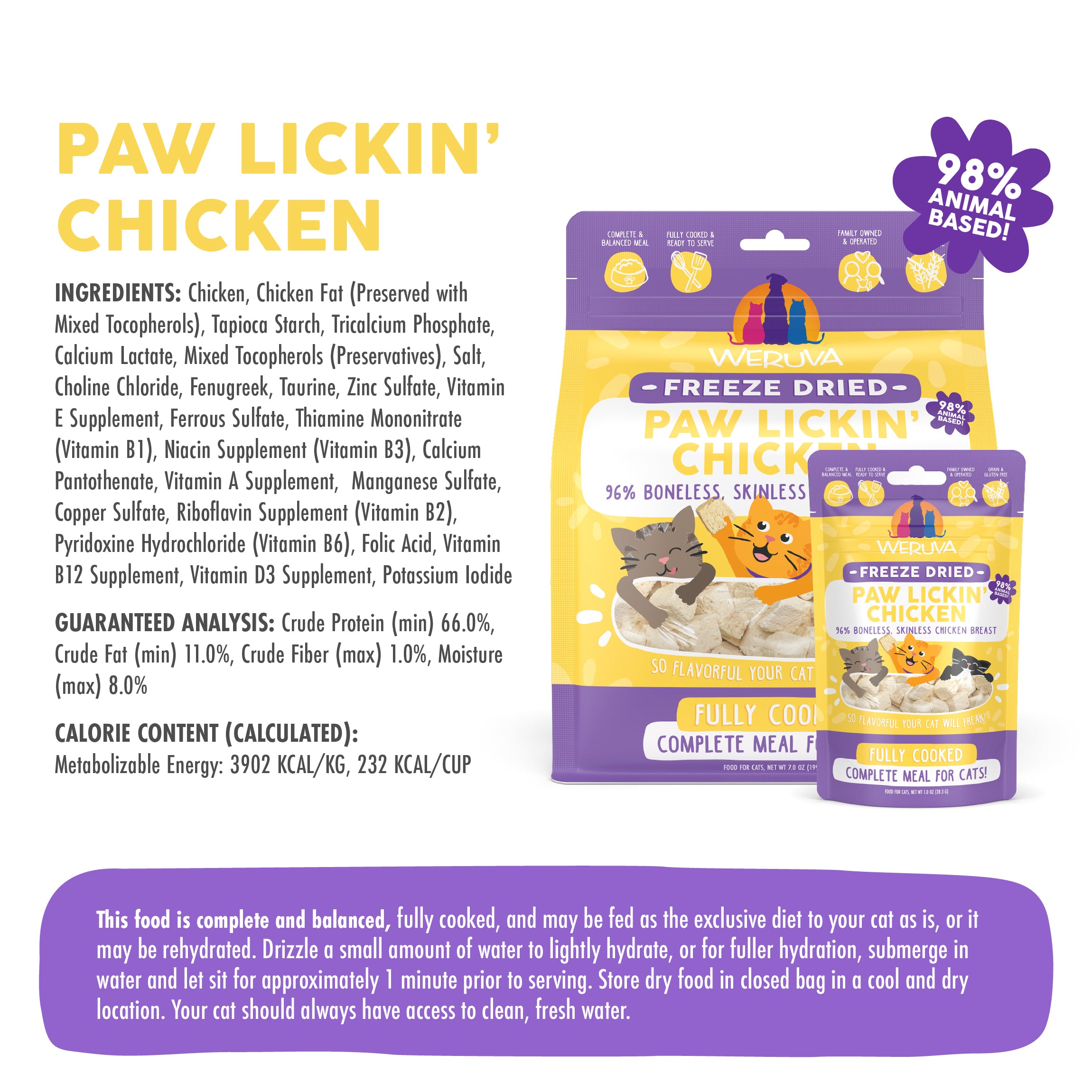 Weruva Cat Freeze Dried Paw Lickin' Chicken Dry Cat Food
