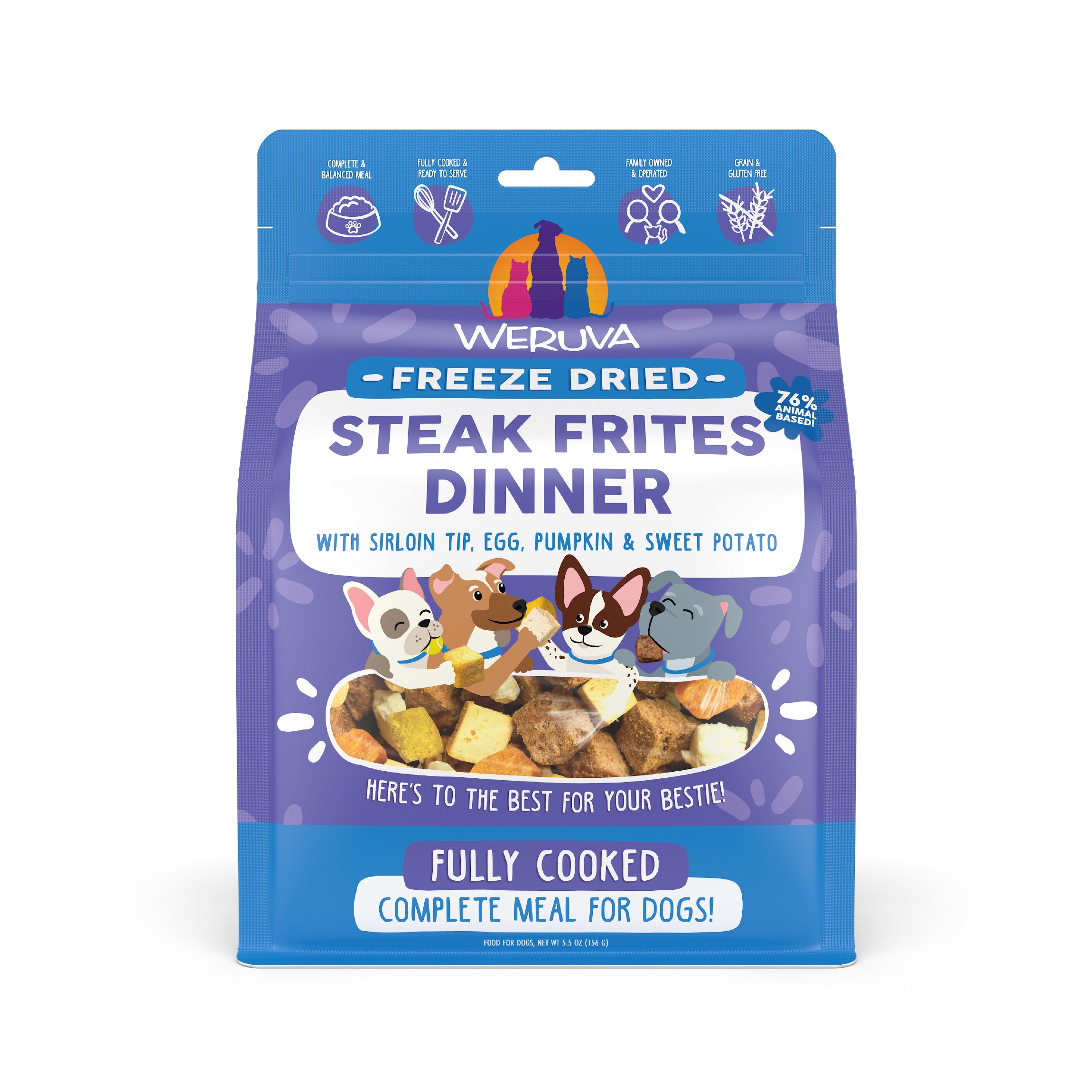 Weruva Dog Freeze Dried Steak Frites Dinner Beef & Pumpkin Dry Food