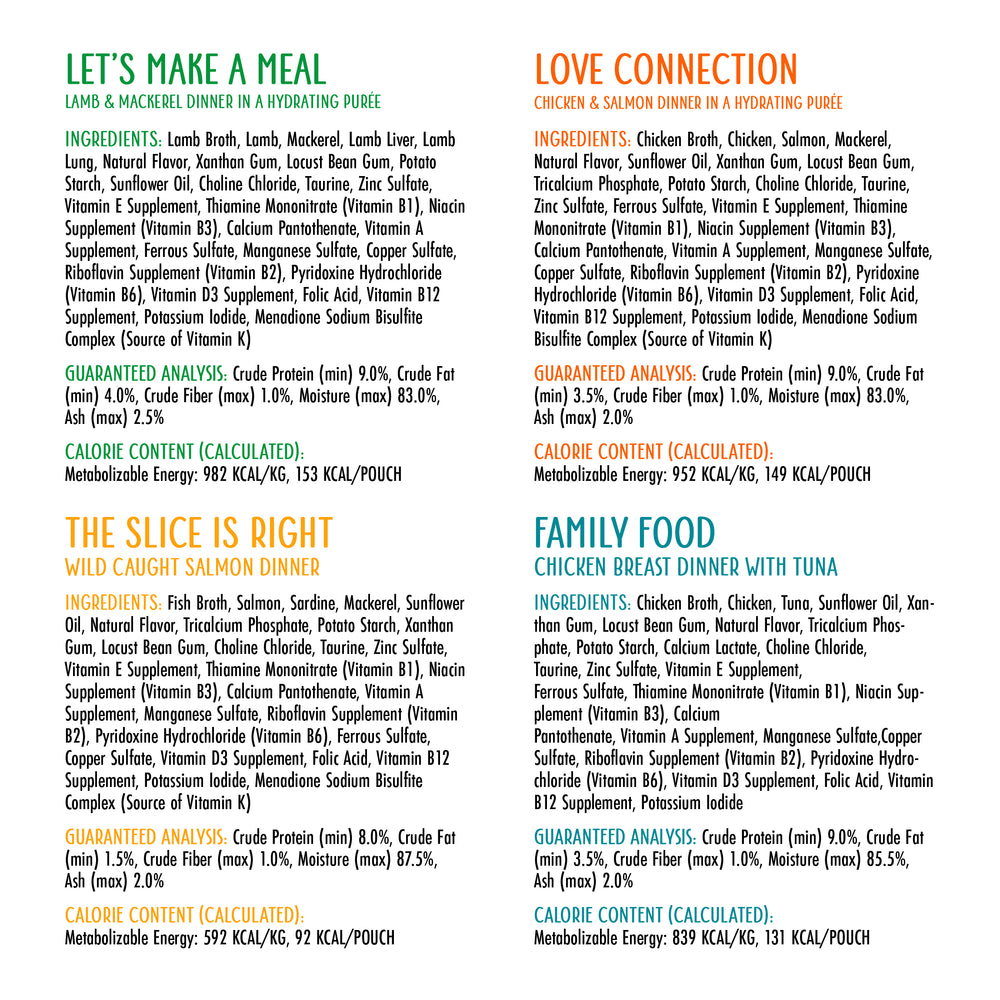 Weruva’s The Showcase Chowdown features four pet food recipes with meats like cage-free chicken or sustainably sourced fish, all in easy-to-use Slide N' Serve pouches with nutritional info.