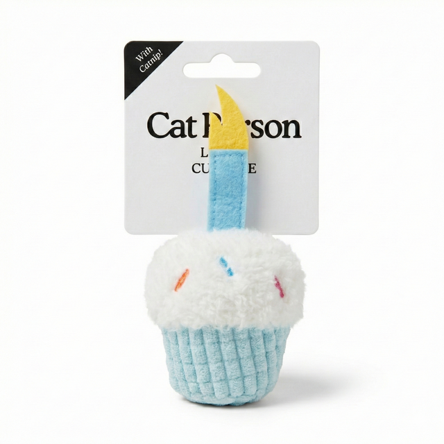 The Weruva Cat Person Little Cupcake Catnip Cat Toy delights your cat with a plush cupcake design and enticing catnip for hours of entertainment.