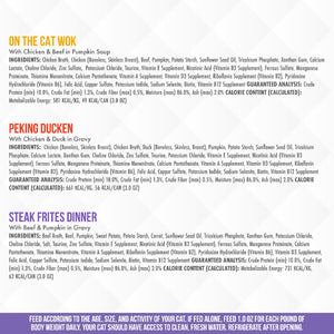 TruLuxe TruSurf & Turf is a premium cat food featuring wild-caught seafood, with guaranteed analysis, calorie content, and feeding guidelines detailed for a land and sea recipe variety pack.