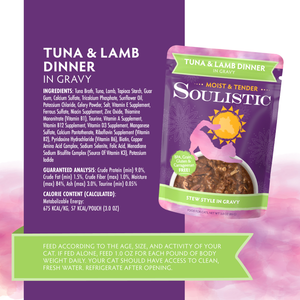 P0011-813778013413 Moist & Tender Tuna & Lamb 3oz Pouch