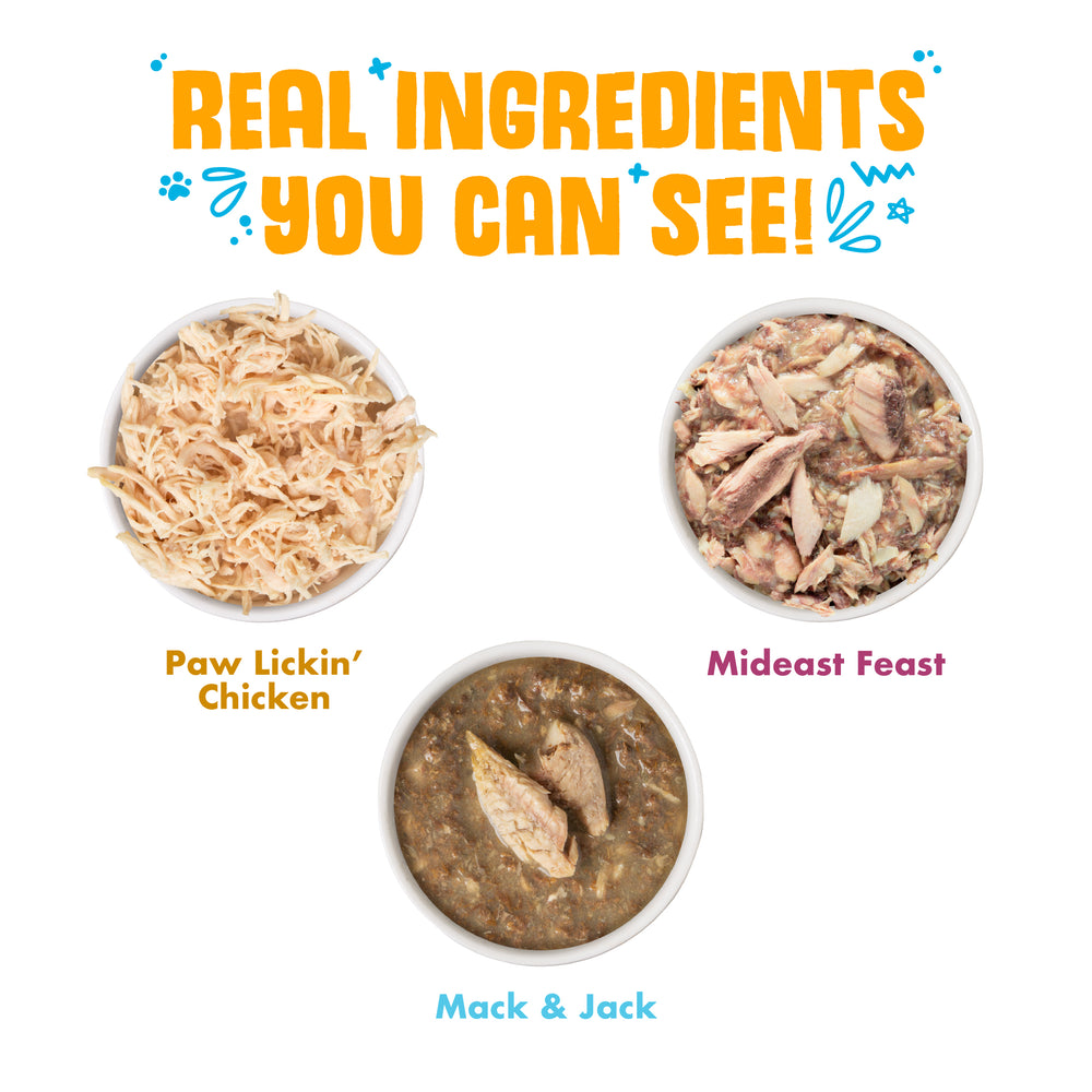 Weruva’s Holy Chicken, Mackerel! offers a tasty variety pack featuring both mackerel and delicious chicken recipes—perfect for satisfying every taste.