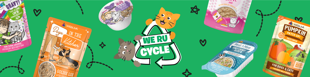 WeRuCycle Banner with Dog & Cat Food Cups and Pouches