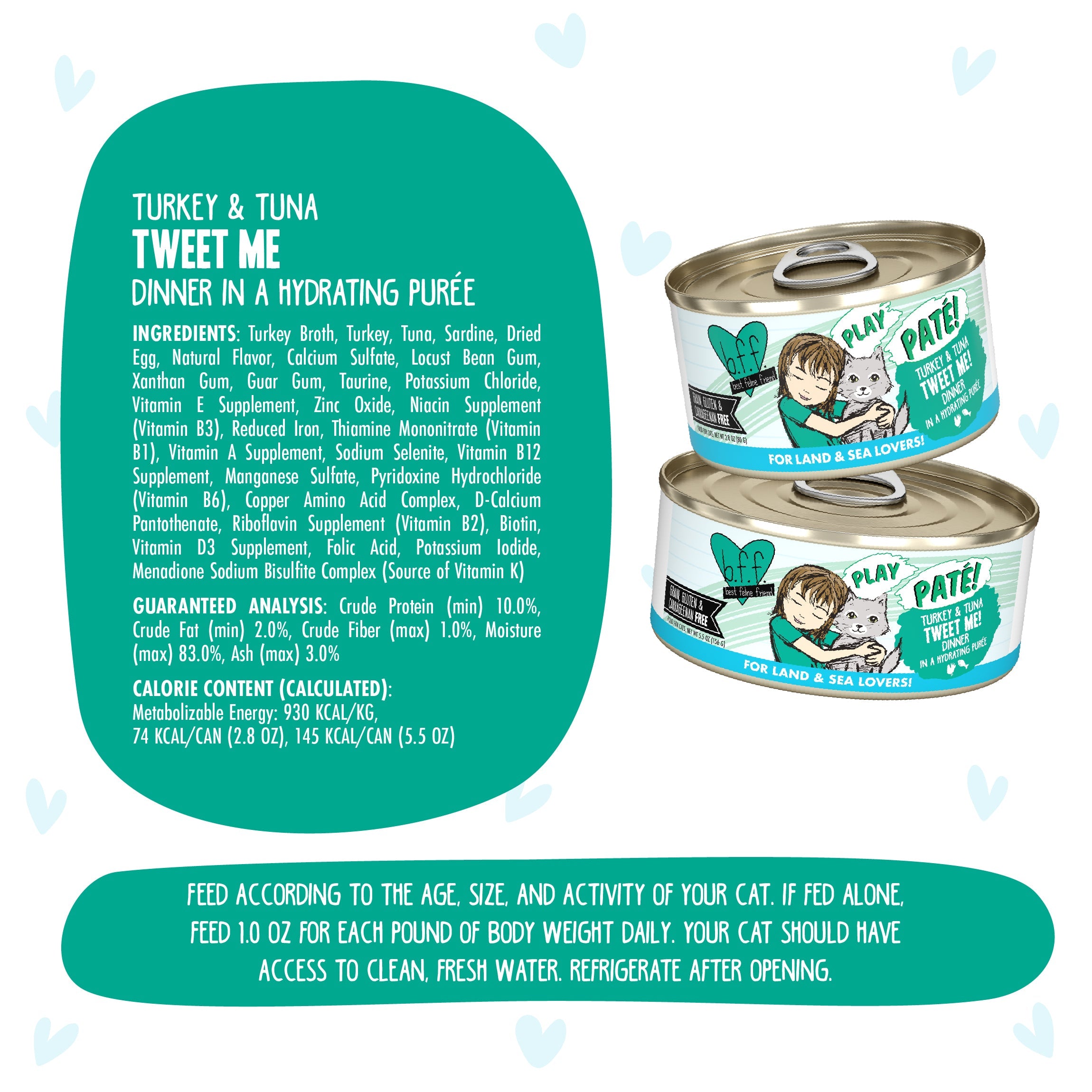 BFF Play Pate Lovers Turkey Tuna Tweet Me Wet Cat Food 2.8 oz Can Pack of 12