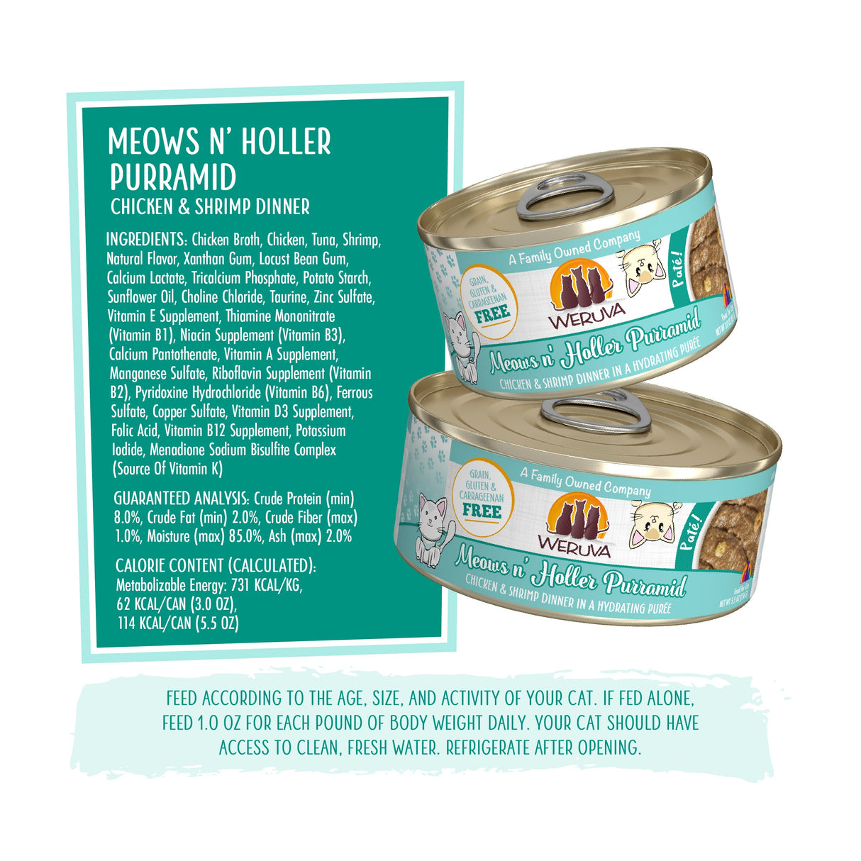Weruva Classic Cat Pate Meows n' Holler PurrAmid with Chicken & Shrimp Canned Cat Food Weruva Classic Cat Pate Meows n' Holler PurrAmid with Chicken & Shrimp Canned Cat Food