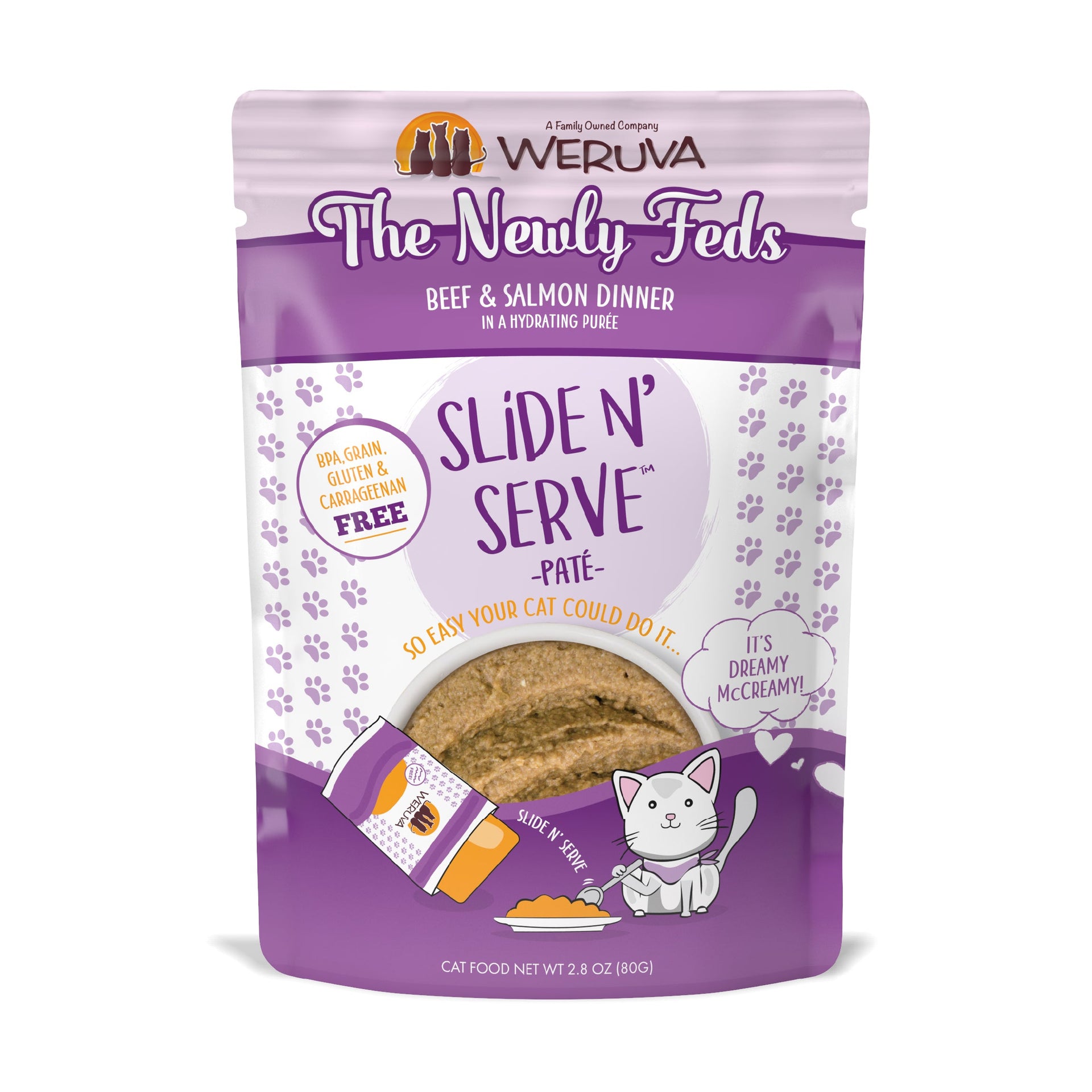 Weruva Cat Paté Newly Feds Beef Salmon Slide N' Serve Pouch Wet Food
