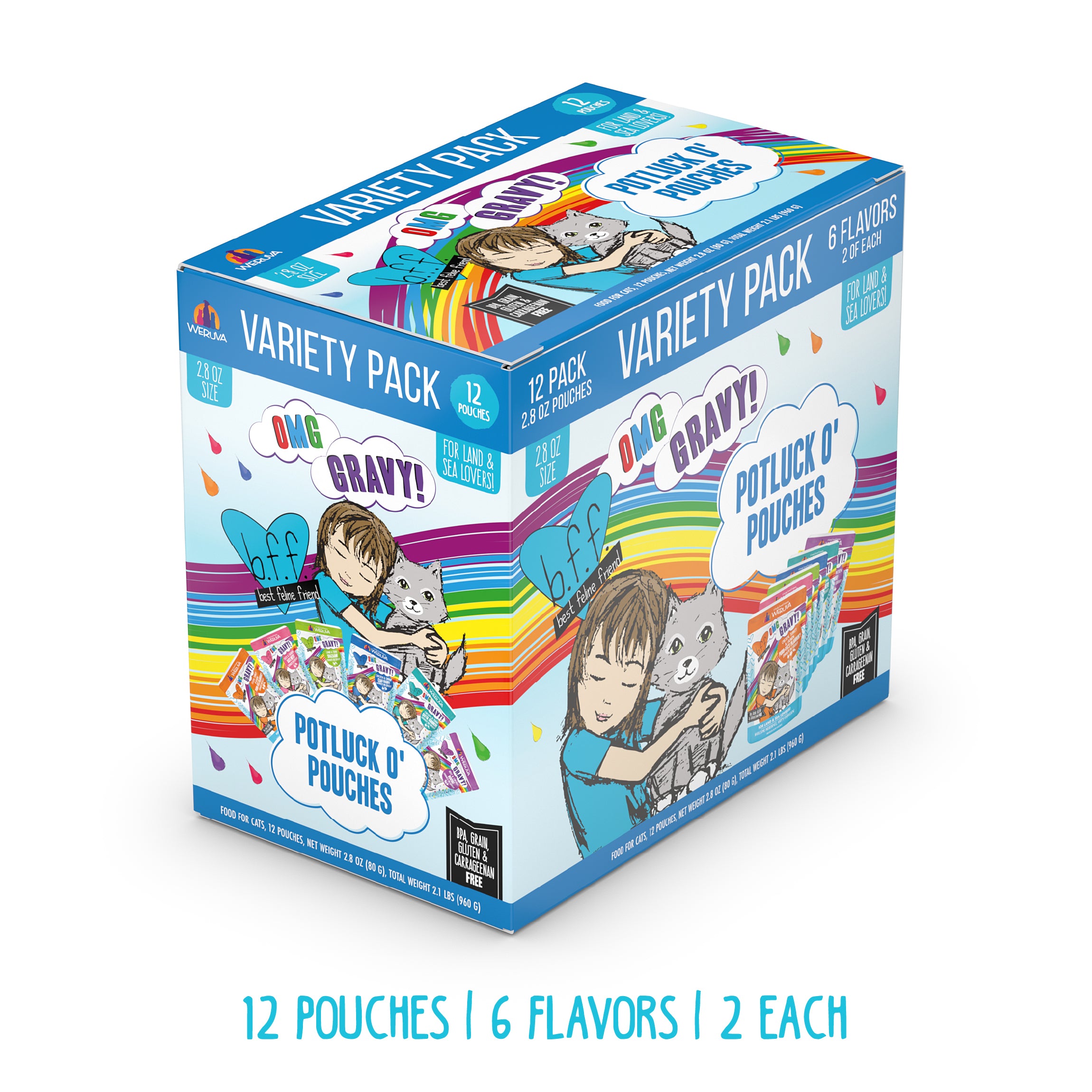 BFF OMG Gravy Potluck O Pouches Variety Pack Weruva